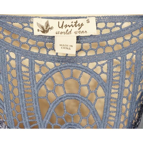 Unity World Wear Womens Sublimation Shirt S Small Blue Lace 3/4 Sleeve Colorful - Picture 9 of 10